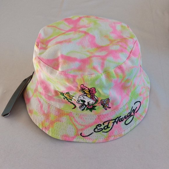 Ed Hardy Tie Dye/black Reversible bucket hat NWT one size fits most - Picture 3 of 6